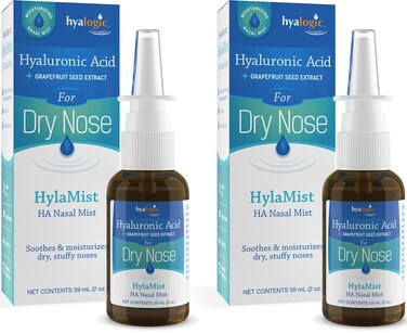 Hyalogic HylaMist Nasal Spray for Dry Nose - Soothing &amp; Moisturizing with Hyaluronic Acid &amp; Grapefruit Seed Extract Sinus Nasal Spray - Ideal for Dry Nose Relief (2oz)