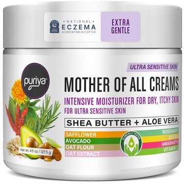 Puriya National Eczema Association Accepted Cream 4.5 oz, Dry Itchy Skin Relief, Colloidal Oatmeal Lotion, For Kids, Adults, Face, Hands, Mother of All Creams, Plant-Based Hydration,No Fragrance Added