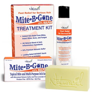 Mite Treatment Lotion &amp; Soap by Mite-B-Gone  Natural Relief for Acne, Bug Bites, Skin Redness &amp; Itching, Discomfort &amp; Rosacea   Safe for Kids and Adults  Treatment Kit