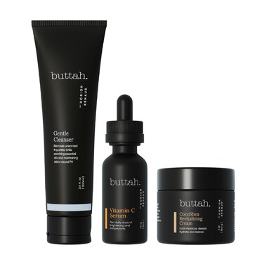 Buttah Skin Transforming Kit for Melanin Rich Skin   CocoShea Revitalizing Cream 2 oz   Vitamin C Serum 1 oz   Buttah Cleanser 3.4 oz   Black Owned Skincare