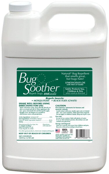 Bug Soother 1 Gallon - Natural Insect, Gnat and Mosquito Repellent &amp; Deterrent with Essential Oils - 100% DEET-Free Safe Bug Spray for Adults and The Environment - Made in USA - W/O Sprayer