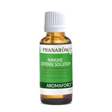 Pranarom - Aromaforce Immune Defense Solution - Eucalyptus, Rosemary, Peppermint, Corriander, and Clove Bud - 100% Pure Essential Oil Blend   USDA and ECOCERT Certified Organic (30ml)