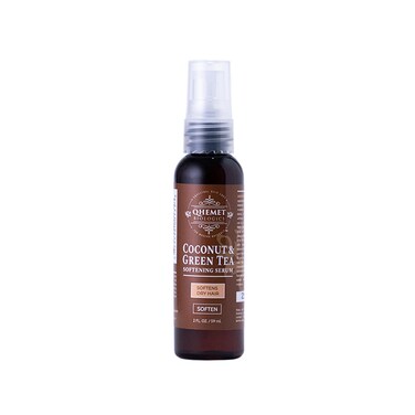 Qhemet Biologics Coconut &amp; Green Tea Softening Serum - Lightweight Hair Serum to Soften, Smooth &amp; Revitalize Dry Hair - Adds Slip and Shine to Thin, Fine, Low Porosity Strands (2 oz)