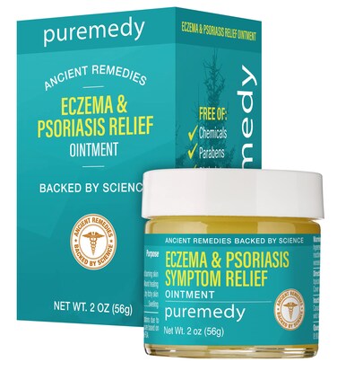 Puremedy Eczema &amp; Psoriasis Relief Ointment Homeopathic All Natural Salve Soothes and Relives Symptoms of Dry Itchy Flaky Scratchy or Weepy Skin - 2 oz Jar