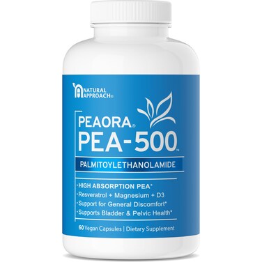 PEAORA PEA-500 - Support for Bladder, &amp; Pelvic Discomfort   For Women &amp; Men   Made in the USA   High-Absorption Palmitoylethanolamide &amp; Resveratrol