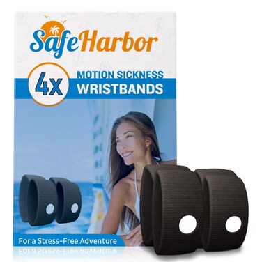 Motion Sickness Wristbands   4 Travel Wrist Bands, Cruise Essentials   Natural Sea Sickness and Nausea Relief in Children and Adults   Helpful E-Book Included