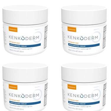 Kenkoderm Psoriasis Moisturizing Cream - 10 oz   1 Jar   Dermatologist Developed   Fragrance + Color Free (4 Jars)