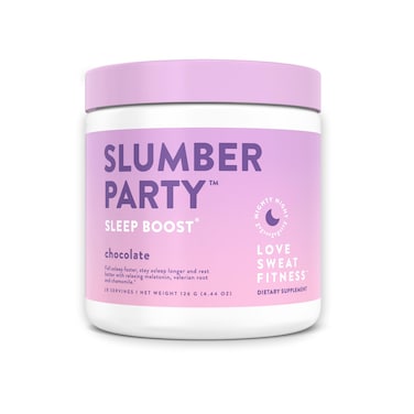 Love Sweat Fitness Sleep Boost Powder   Slumber Party Chocolate   Improves Sleep, Supports Muscle Recovery   Vegan, Gluten Free, Non-GMO   28 Servings