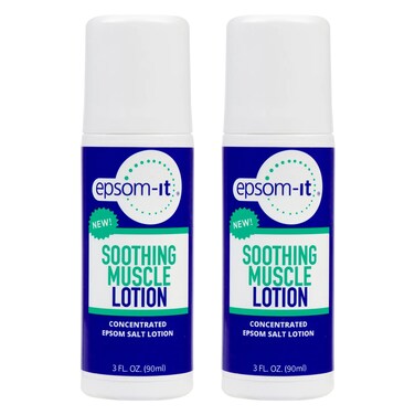 EPSOM-IT Soothing Muscle Lotion - Roll On Epsom Salt Lotion with Arnica for Muscle and Stiffness, Knees and Tired, Achy Feet, Topical Magnesium Cream, 3oz. 2-Pack