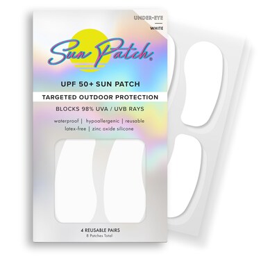 Reusable Under Eye Sunblock Patches, 100% Silicone Sunscreen Under Eye Patches for UV Protection, Face Stickers with UPF 50, 1 Pack/4 Pairs, White (Golf, Surf, Swim, Ski &amp; Snow, Outdoors)