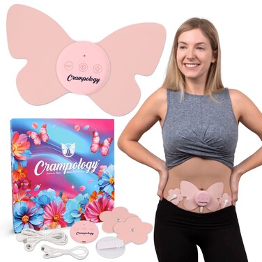 Relief Pink-Period Cramps Pain Relief Device, Cramp Massager for Menstrual and Lower Back Pain, Reduces Endometriosis Pain, PMS TENS Unit, Wireless or Wired, Natural Menstrual Cramp Relief
