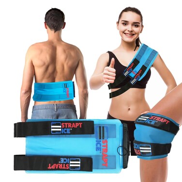 Fillable, Reusable &amp; Wearable Ice Pack with Straps - Instant Cold Therapy Wrap for Shoulder, Knee, Elbow &amp; Back Pain Relief - Ice Packs for Injuries, Inflammation &amp; Recovery - 7.5" x 18" (Blue)