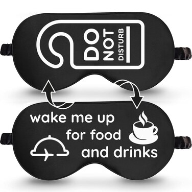 Black Do Not Disturb/Wake Me Up Double-Sided Silk Sleep Mask for Women/Men   Sleep Mask Light Blocking   Soft Breathable Sleep Eye Mask for Traveling on Airplane   Eye Mask with Elastic Strap