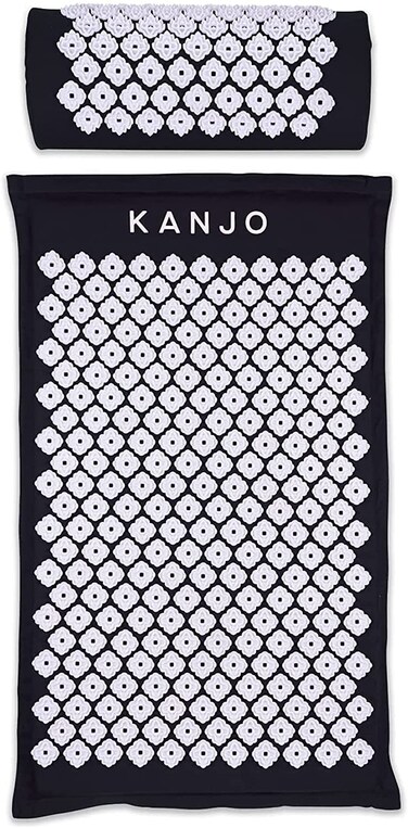 Kanjo FSA HSA Eligible Premium Acupressure Mat and Pillow Set for Back Pain Relief &amp; Neck Pain Relief, with Memory Foam Pillow, Includes Carry Bag, Black