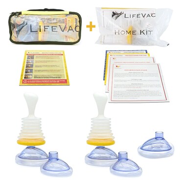 LifeVac Home &amp; Yellow Travel Combo Kit - Portable Suction Rescue Device, First Aid Kit for Kids and Adults, Portable Airway Suction Device for Children and Adults