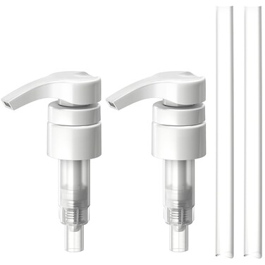 Bar5F Pump for 33.8-Oz Shampoo and Conditioner Liter Bottles 1" inch Bottle Neck 2-Pack (White)