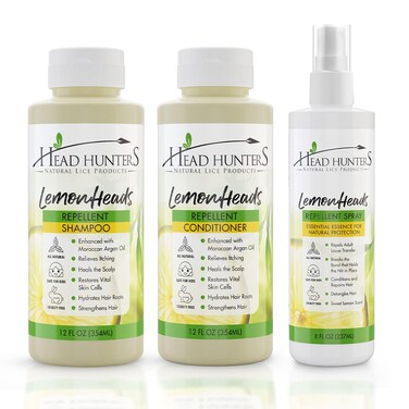 Head Hunters - Lemon Heads Lice Prevention Shampoo, Conditioner &amp; Repellent Spray - Daily Lice Free Hair Products for Kids &amp; Adults