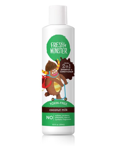Fresh Monster 2-in-1 Kids Shampoo &amp; Conditioner, Toxin-Free, Hypoallergenic, Tear-free Shampoo &amp; Conditioner for Kids, Coconut (8.5oz)
