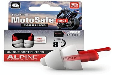 Alpine MotoSafe Race - Motorcycle Ear Plugs for Wind Noise Reduction - 20dB - Motorcycle Hearing Protection - Ultra Soft Comfortable Motorcycle Hearing Protection - 1 Pair