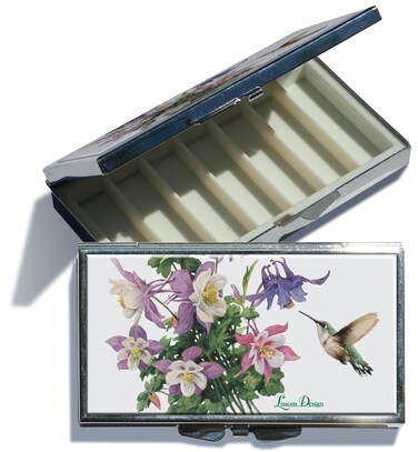 Lissom Design Pill Cases - 7 Compartment Pill Box Medicine Compact Weekly Pill Organizer Travel Case, 2 x 3.25-Inch, Lakeside Breeze