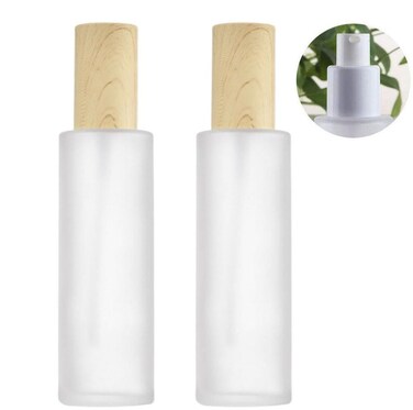 XINGZI 2PCS 120ML 4OZ Empty Frosted Glass Lotion Bottle with White Pump Head and Cap Emulsion Shower Gel Shampoo Conditioner Storage Holder Portable Refillable Cosmetic Travel Containers Jars