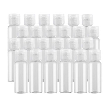 0.5oz Mini Clear Plastic Empty Bottle with Flip Cap Small Travel Bottles Storage Containers Jars for Cosmetic Sample Lotion Shower Gel Emulsion Toiletries - BPA-free - Set of 24