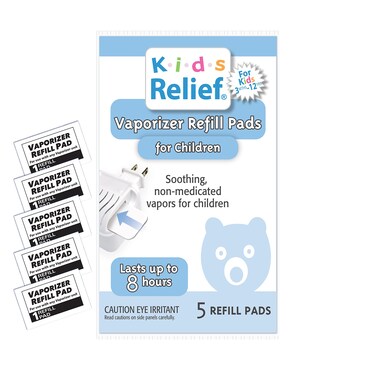 Kids Relief Refill Pads for Plug-in Waterless Vaporizer, Soothing Non-Medicated Menthol Eucalyptus Vapor, Universal - Fits all Vaporizers, 5 Count (Packaging May Vary)