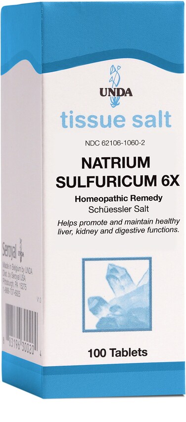 UNDA Natrium Sulfuricum 6X (Salt) -  Homeopthic Remedy Supports Temporary Relief of Mild Indigestion Symptoms   100 Tablets