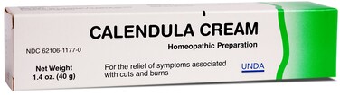 UNDA Calendula Cream   Homeopathic Remedy for The Temporary Relief of Symptoms Associated with Minor Cuts and Burns   1.4 Ounces