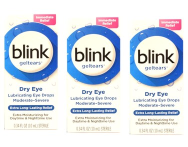 Blink GelTears Lubricating Eye Drops for Dry Eye, Extra Long-Lasting Relief, Moisturizing Formula, Moderate to Severe Dryness, 0.34 fl oz (Pack of 3)