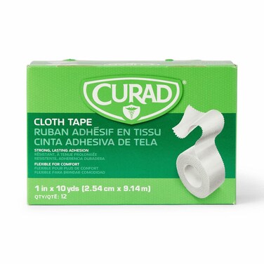 Curad Cloth Silk Adhesive Medical Tape, 1" x 10 yds, 12 Count