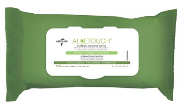 Medline FitRight Aloe Personal Wipes, 8 x 10 Inches, Scented, Soft Pack with Flip Top Lid, Pack of 100