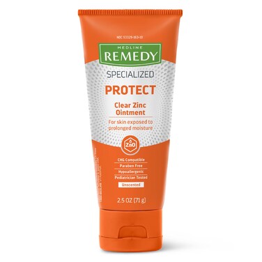 Medline Remedy Specialized Clear Zinc Oxide Ointment (2.5 oz Tube), Unscented, Transparent Protectant, Incontinence Care, Diaper Rash, Wetness Protection, Soothing, Hypoallergenic, Adults, Children