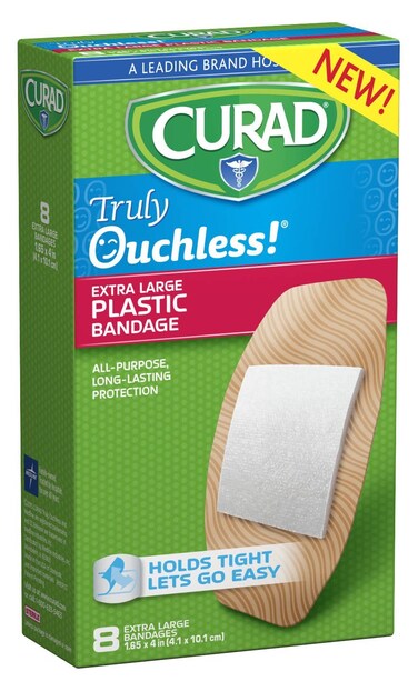 Curad Truly Ouchless Plastic Bandages, X-Large, 8 Count