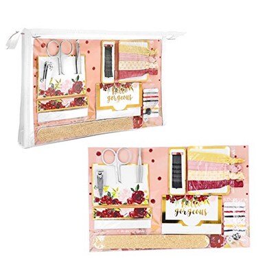 Wedding Day Emergency Kit for Bride, Fall Floral Wedding Survival Kit, Bridal Shower Gift Set with Cosmetic Bag, Gift for The Bride, Bridesmaid Gifts