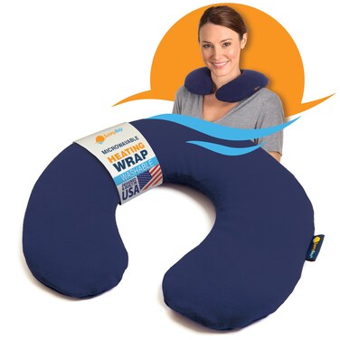 SunnyBay Microwave Heating Pad, Microwavable Heated Neck Pillow for Moist Hot Therapy, Heated Neck and Shoulder Wrap with Wheat Filling and Washable Cover, 12"X12"X2", 2.5 lbs, Navy Blue
