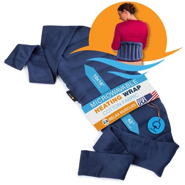 SunnyBay Microwave Heating Pad, Microwavable Moist Hot or Cool Bean Bag Wrap for Neck, Shoulder, Knee, or Back Pain with Fastening Straps, 2.8 Lbs, 10x19, Cotton