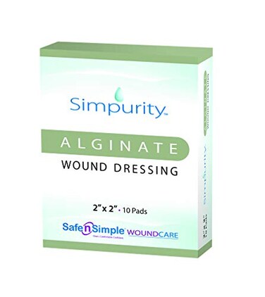 Calcium Alginate Wound Dressing 2" x 2" -Simpurity- Individual Thick Pads Antimicrobial Alginate Dressing Fiber Padding Medical Wound Care Products for Bed Sore-Pressure Sore-Leg Ulcer-Diabetic Foot