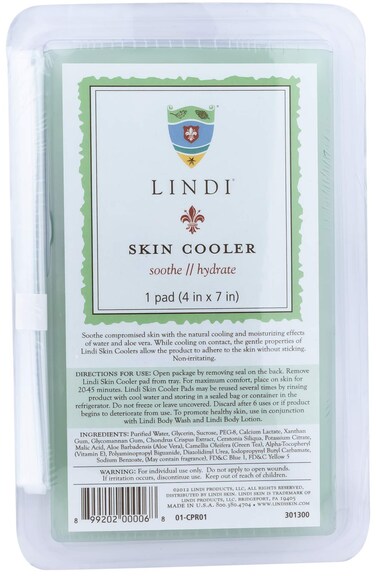 LINDI SKIN Cooler Pad - Cooling Hydro-Gel Formulated To Reduce Redness and Inflammation - Infused with Aloe Vera and Green Tea To Sooth &amp; Relieve Radiation Burns (1 Pack, 4x7 inch)