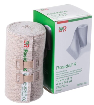 Lohmann &amp; Rauscher Rosidal K Short Stretch Compression Bandage, For Use In The Management of Acute &amp; Chronic Lymphedema, Edema, &amp; Venous Insufficiency, 3.93" x 5.5 Yards (10cm x 5m), 1 Roll