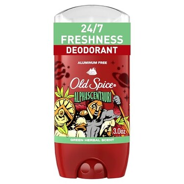 Old Spice Aluminum Free Deodorant for Men, 24/7 Lasting Freshness &amp; Scent, 24/7 Odor Protection, Legendary Fragrance, Alphascentauri with Green Herbal Scent, 3.0 oz