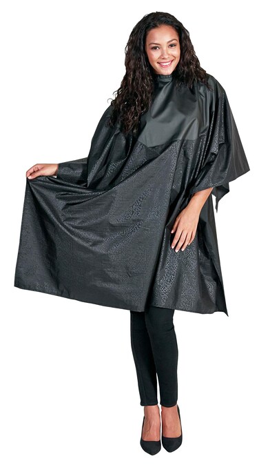 Betty Dain Multi Purpose Coloring/Styling Cape with Chemical-proof Panel, Black