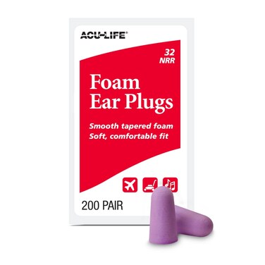 Foam Ear Plugs, 200 Pair for Sleeping, Snoring, Loud Noise, Traveling, Concerts, Construction, &amp; Studying, NRR 32, Purple