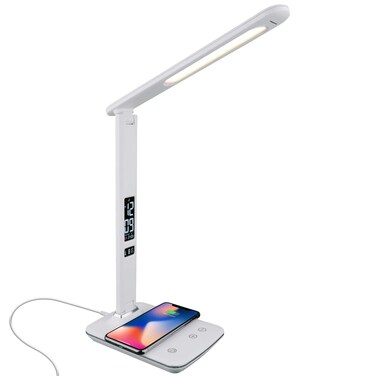 Carex Radiance Bright Light Therapy Sun Lamp, 10000 LUX Therapy Lamp, UV-Free, LED Bright White Light with Adjustable Brightness, Alarm Clock, Wireless Charging Station, USB Port, White