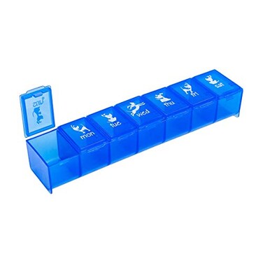 EZY DOSE Pets Weekly (7-Day) Pill Case, Medicine Planner, Vitamin Organizer Box for Dogs, Convenient and Easy to Use, Large Compartments, Convenient for Treats, Blue Lids, Made in The USA, BPA Free