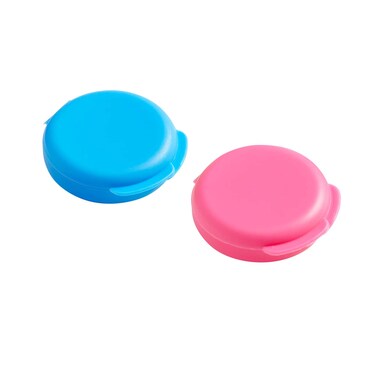 EZY DOSE Daily Round, Portable On-The-Go Pocket Pharmacy, Pill Box, Organizer and Vitamin Containers, Snap Shut Lids, Perfect for Traveling, Blue &amp; Pink, 2 Pack, BPA Free