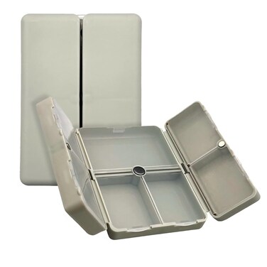EZY DOSE Bi-Foldable Magnetic Pill Case, Medicine Planner, Vitamin Organizer Box, Snap-Shut for Security, Durable and Easy to Use, 7 Individual Compartments with Various Sizes, Travel-Friendly, Gray