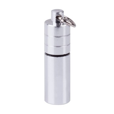 EZY DOSE Keychain Pill Box and Medicine, Vitamin Container, Safe for Money &amp; Travel Items, Metal Canister, Easily Store Nitro Heart Pills, Small Compartments, BPA Free