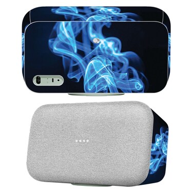 MightySkins Skin Compatible with Google Home Max - Blue Flames   Protective, Durable, and Unique Vinyl Decal wrap Cover   Easy to Apply, Remove, and Change Styles   Made in The USA