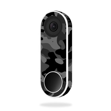 MightySkins Skin Compatible with Nest Hello Video Doorbell - Black Camo   Protective, Durable, and Unique Vinyl Decal wrap Cover   Easy to Apply, Remove, and Change Styles   Made in The USA